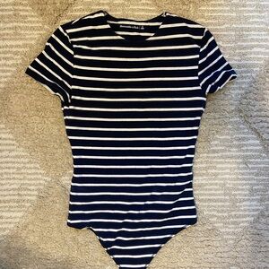 A&F Navy and White Striped One-Piece Bodysuit